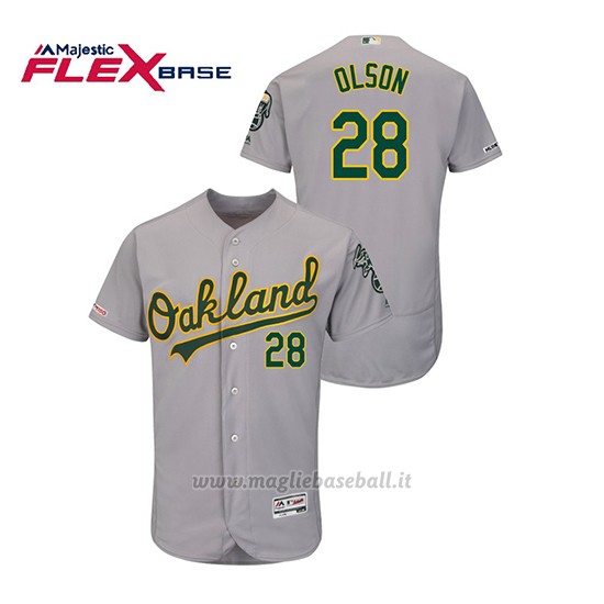 Maglia Baseball Uomo Oakland Athletics Matt Olson 150th Aniversario Patch Autentico Flex Base Grigio